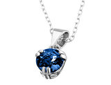 Lab-Created Blue Sapphire 6mm Pendant Necklace in Sterling Silver with Chain